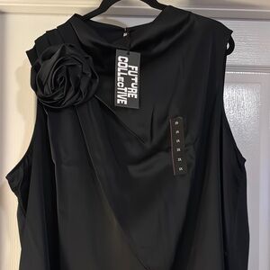 Future Collective - Black Blouse with Floral Detail